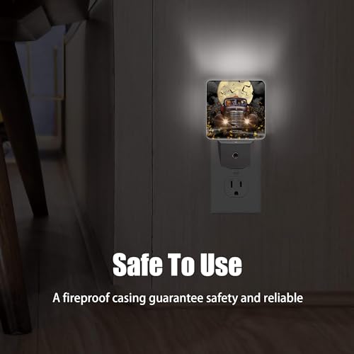 Image of Halloween Truck Night Light, Witch Cat Pumpkin Night Lights Plug into Wall Decorations for Bedroom, Bathroom, Dusk to Dawn Sensor Nightlights for Girls Women Room Gifts