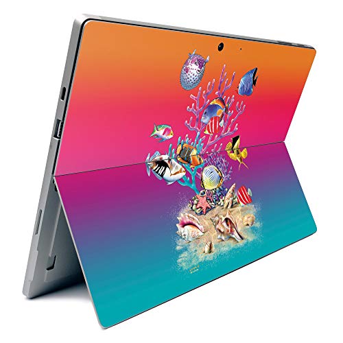 Image of MightySkins Carbon Fiber Skin for Microsoft Surface Pro 7 - Coral Garden | Textured Carbon Fiber Finish | Easy to Apply, Remove, and Change Styles | Made in The USA