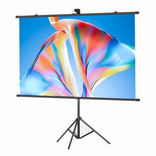 Écran de Projection avec Support, Écran de Projection Portable sur Pied/Mural, Hauteur du Trépied Réglable pour L'intérieur et L'extérieur(60inch(16:9))