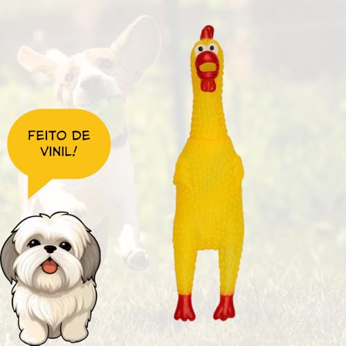 Brinquedo Frango Mordedor Pet c Apito Borracha Galinha (Amarelo)