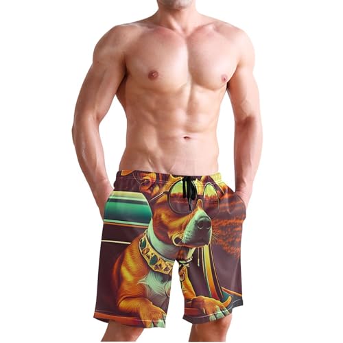 Sunset Cool Pup Dog Beach Swimming Trunks Swim Trunks Men Cute Hawaiian Bathing Suits Swimwear S 7
