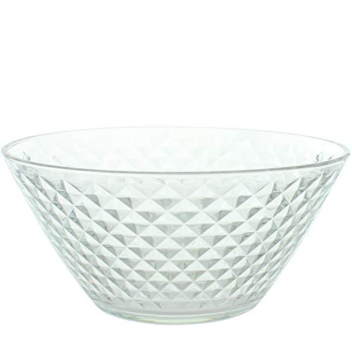 Zanzer Serving Bowl With Alternating Diamond Etched Pattern - 72 Oz - Great For Fruits & Salads - Clear #TOP4