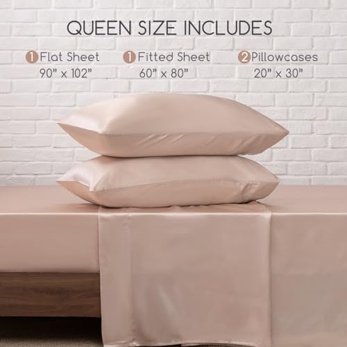 Image of MR&HM 4Pcs Satin Sheets(Queen, Taupe)