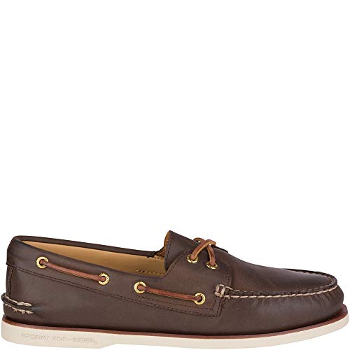 Sperry Sapato náutico masculino Gold Cup autêntico original com 2 ilhoses, Marrom, 9.5 Wide