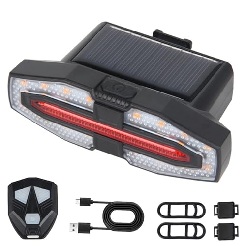 CLFYOU Rear Bicycle Light, Solar Powered USB Chging Bike Tail Light with Remote Control, for N Riding Cycl Safety (��)