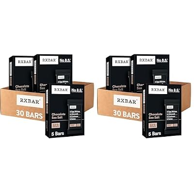 RXBAR Protein Bars, 12g Protein, Gluten Free Snacks, Chocolate Sea Salt, (Pack of 60)