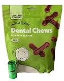 Wiggles & Wags X Small Dogs Dental Chews Pumpkin Flavor. One Twelve Ounce Bag Plus Biggs Dog Waste Bag.
