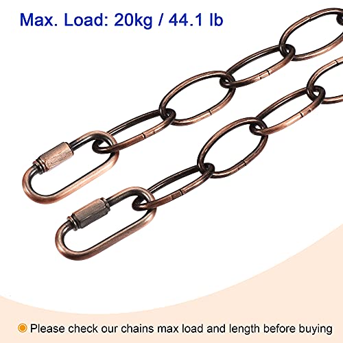 Image of MECCANIXITY Pendant Light Fixture Chains, 3mm Thick 1m Long Chandelier Hanging Links with Chain Connectors, Red Bronze 1 Set