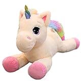 Georgie Porgy Niños Unicornio De Peluche con Cola Arcoiris Multicolor Pony De Peluche Regalos de Peluche para Niñas Mayores de 3 Años (15 '' Unicornio Rosa, 15''=38cm)