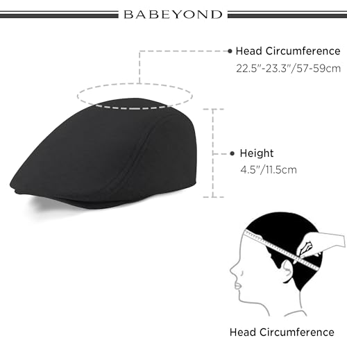 BABEYOND Schiebermütze Herren aus Baumwolle - Baskenmütze Herren Flatcap Newsboy Cap für Verschiedene Anlässe Geeignet Schwarz