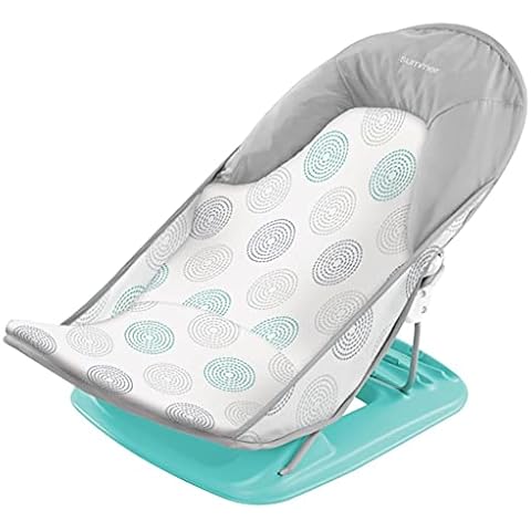 Summer Infant Baby Bather Bath Chair | Three Position Recline & Non-Slip | Suitable for Sink or Tub, Green, 1 Count (Pack of 1) Cover