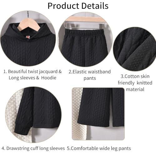 Image of fioukiay Toddler Girls Casual Sweatsuit Pullover Hoodie Sweatpants Outfits