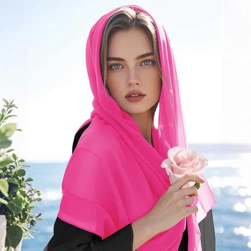 Chiffon Scarf,Soft Breathable Chiffon Shawls and Wraps,Silky Women's Hijab for Evening Dresses Wedding Bridal Scarves4