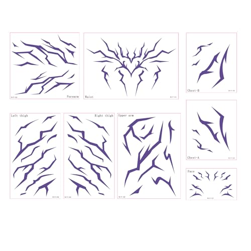 Enjoyaa - 8 Sheets Temporary Tattoos for Kids - Purple K-POP Demon Hunters Cosplay Stickers,Girls & Boys Fake Tattoos for Dance, Party, Music Festivals & Role Play