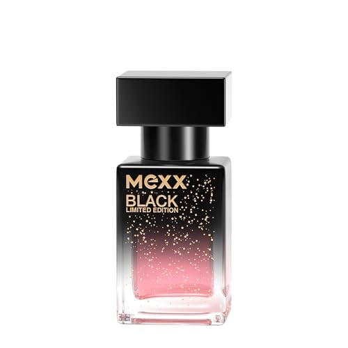 MEXX Black Limited Edition Eau de Toilette fĂĽr Frauen, feminin-floraler Amberduft, 15 ml