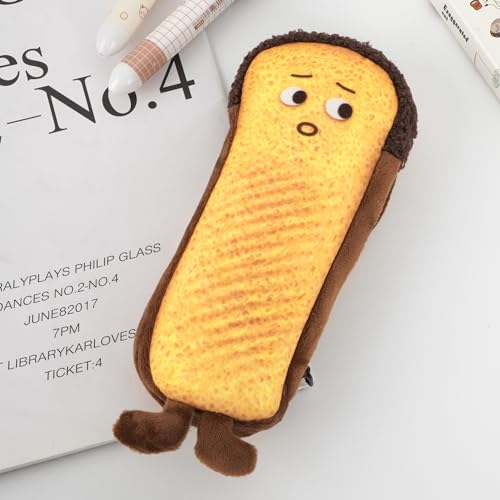 Image of Minache Women Expression Bread Plush Pen Pencil Case Stationery Pouch Ladies Cosmetic Bag