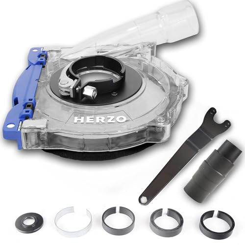 Image of HERZO Dust Shroud for 5 inch and 4-1 /2 inch Angle Grinder, Universal Surface Grinding Shroud,Transparent Polycarbonate