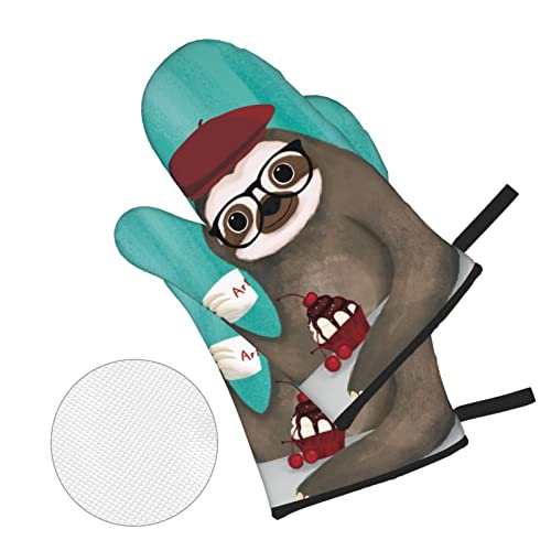 Yiftd Oven Mitts And Pot Holders Sets Of 4 Cute Sloth Washable Kitchen Gloves Waterproof Oven Gloves And Hot Pads For Baking Cooking Grilling Bbq #TOP1