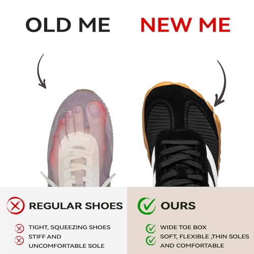 Image of Barefoot Shoes Women Casual Sneakers,Wide Toe Box Shoes Women Zero Drop Barefoot Shoe Men,Minimalist Trail Running Shoe,Non-Slip Lightweight Breathable Comfortable Fashion Walking Hiking Shoes Unisex