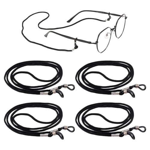XFentech 4 Pièces Cordon Lunettes Nylon Chaînes À Lunettes Universelles Sangles Noir Anti-dérapantes Pour Femmes Hommes