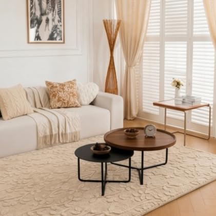 Image of HOMETHREADS Premium Plush Soft 2-Layer Faux Rabbit Fur Embossed Carpet, Washable Area Rug with Anti-Skid Backing for Living Room, Bedroom, Hall & Office, Ultra Soft Floor Carpet(Beige, 2' x 6' Feet)