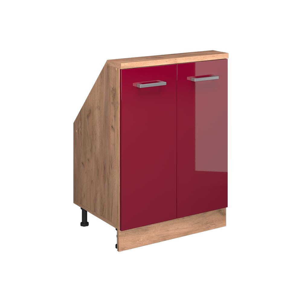 Vicco Sloping ceiling wardrobe Rion, Red high gloss/Goldkraft oak