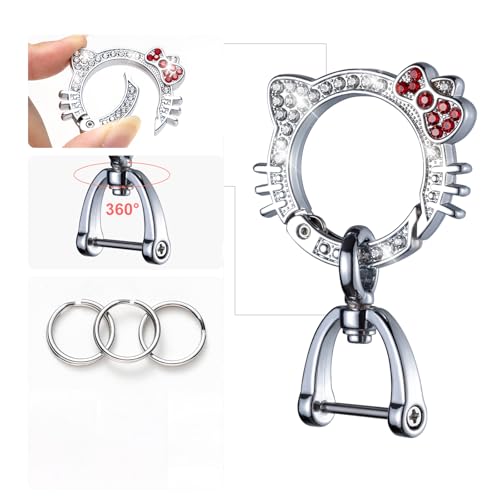 Pangpai 2 Pcs Bling Car Interior Accessories, Rhinestone Push to Start Button Cover with Keychain, Car Engine Start Stop Button Cover, Cute Car Decoration Sticker Decal for Women Girl — view 6