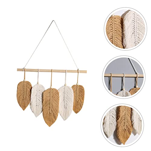 Tapiz de pared de macramé TOPBATHY estilo bohemio con hojas para decorar el salón 4