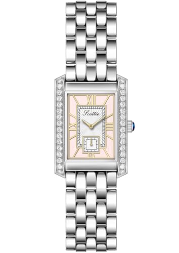 Montre femme luxe rectangulaire or argent avec bracelet cuir interchangeable
