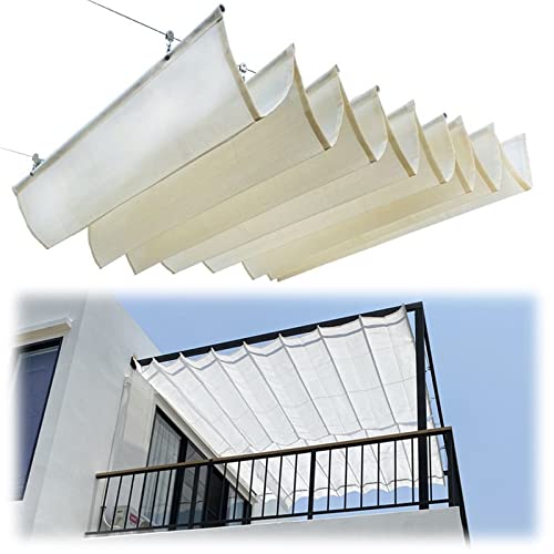 Geovne Onda Vela d'Ombra Ricambio,Ombra a Onda Vela,Tenda a Vela Estensibile,Copertura Dell'Ombra Traspirante,Telo Ombreggiante,70% Tasso di Ombreggiatura,per Pergola,Bianca (0.9x4m/3x13ft)