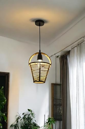 Image of Prop It Up Jute Pendant Light, 21 cm Diameter, Warm Yellow Glow Bulb Not Included