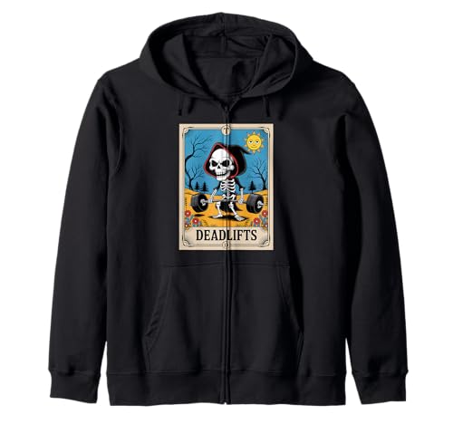 Divertida camiseta de entrenamiento con tarjeta de tarot de esqueleto The Deadlifter Sudadera con Capucha