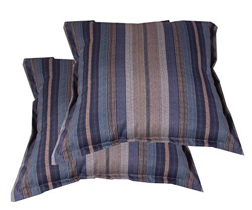 Comfort Classics Inc. Outdoor/Indoor Patio Throw Pillow,in Spun Polyester Blue Striped Pattern (Set of 2) 21x22x5