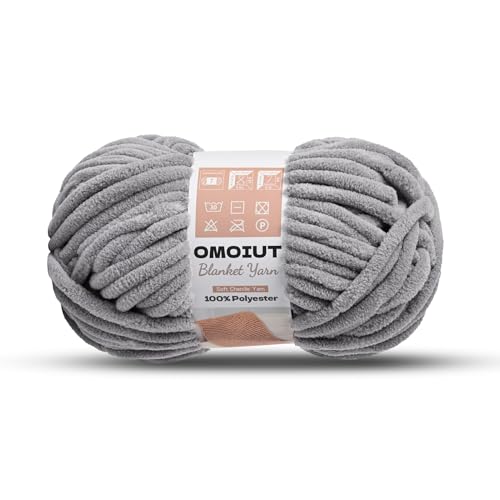Image of Grayish Chunky Chenille Yarn for Crocheting, Soft Baby Blanket Yarn, Chunky Knit Blanket Crochet Yarn, #7 Super Bulky, 3.5 oz /54.6 yds Fluffy Velvet Amigurumi Yarn