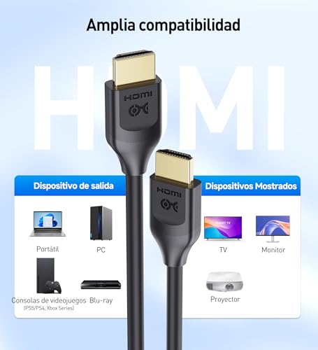 Cable HDMI de 48Gbps de alta velocidad con soporte HDR de 2m 6