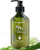 Aloderma 99% Organic Aloe Vera Gel, Bottled within 12 Hours of Harvest (300g, 10.6 oz), No Sticky Re