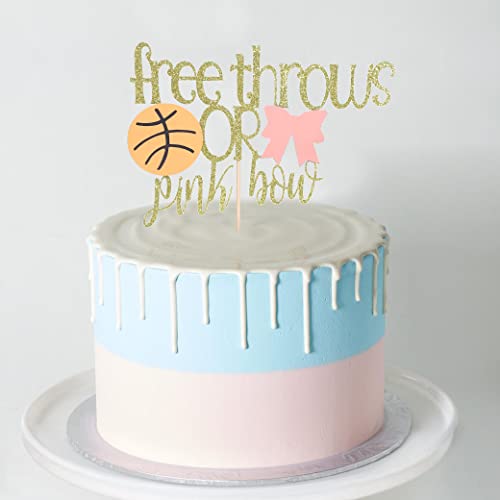 Free Throws Or Pink Bows Cake Topper - Gender Reveal Decor For Basketball Or Pink Bows,He Or She /Boy Or Girl Cake Topper For Party Decorations, Unique Baby Shower Ideas #TOP2