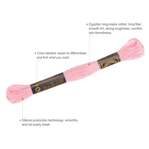 Image of HARFINGTON 3pcs 12 Skeins Embroidery Floss 8.75yds(8m) Egyptian Long-Staple Cotton Cross Stitch Thread for Sewing DIY Bracelet Yarn String and Crafts, Cotton Candy(6151)
