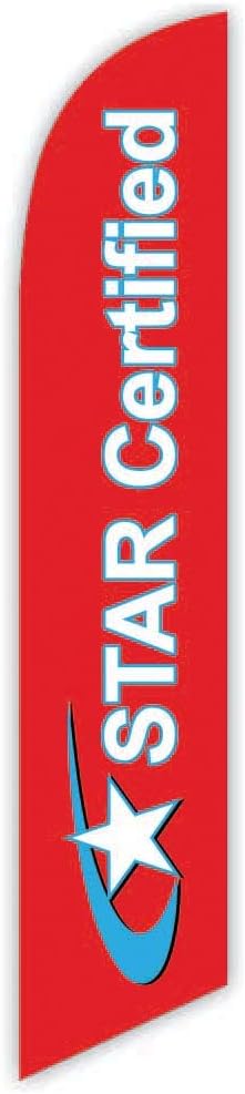Star Certified Smog Check Test only (Blue) Advertising Feather Flag 12ft - Replacement Flag Only (without Poleset)
