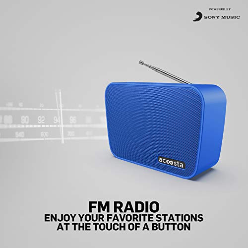 Image of Acoosta SUNO Hits - Powered by Sony Music, 1000 Preloaded Songs - 7 Stations & 250 Artists, Portable Wireless Bluetooth Speaker with Mic, FM Radio, USB, Aux in, Aux Out, True Wireless Stereo - (Blue)