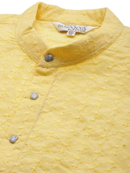 Image of SOJANYA (Since 1958) Men's Silk Blend Dark Green Kurta & Silk Blend Nehrujacket With Off White Churidar Pyjama Set