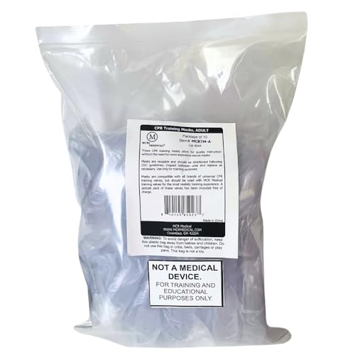 image for MCR Medical Pack of 10 Training CPR Rescue Masks, ADULT with Valves MC