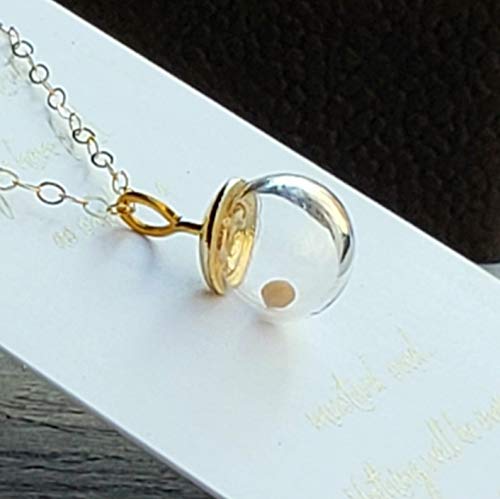 BoomdyadaMustard Seed Necklace for women in gold,10mm 14K gold-filled with hand blown glass globe/ball