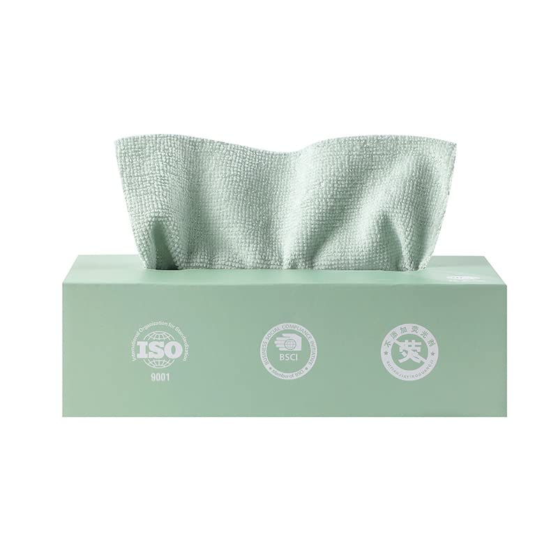 XFSPYY Microfiber Cleaning Cloths, Reusable Cleaning Towels in Box, Microfiber Lint Free Multi-Purpose Towel, Green, 7.9''x7.9'' (20 Pieces)