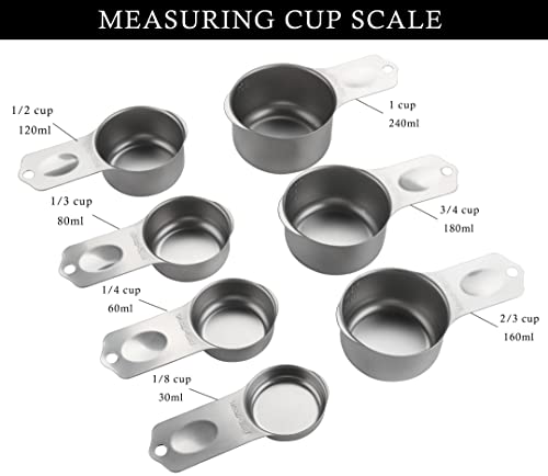 Stainless Steel Measuring Cups Set Of 7 Stackable Heavy Duty Measuring Cups For Dry And Liquid Ingredients #TOP2