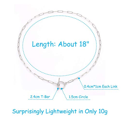 Bvga Chain Choker Necklace Paperclip Toggle Clasp Simple Y Necklace Oval Rectangle Link Chain Layering Necklace For Women Girls Gold Silver (Silver) #TOP1