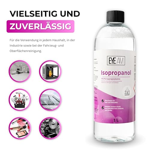 NEU: Isopropanol IPA 99,9% – Reinigungsalkohol 1 Liter für Küche, Haushalt, Kosmetik und Industrie