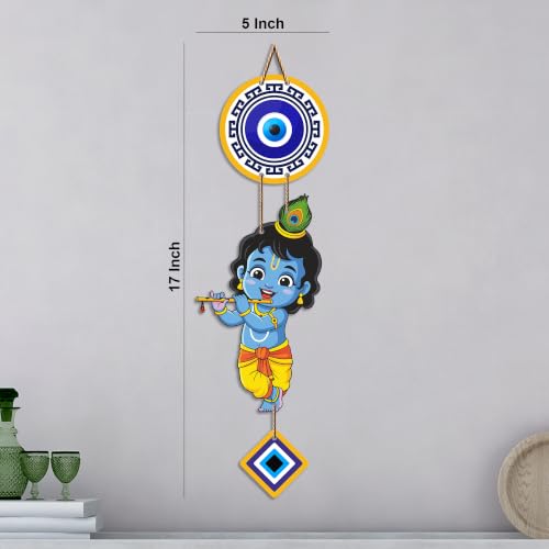 Image of Artvibes Bal Krishna Evil Eye Wall Hanging for Home Entrance Decor | Nazar Battu Protection Hanging for Living Room Bedroom Temple Office | Vastu Positive Energy Decorative Gift (WH 8570N)