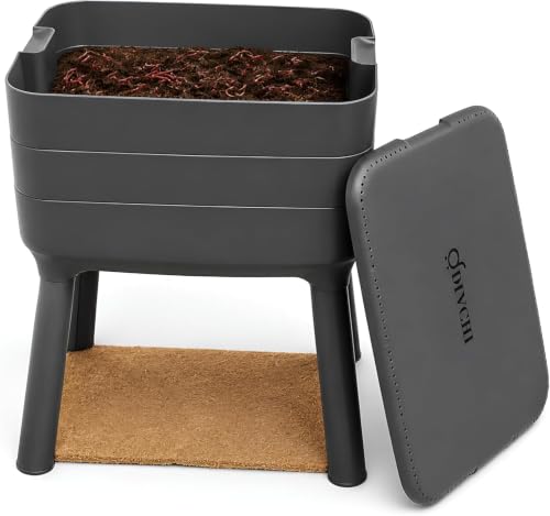 Image of DIVCHI 3-Tray Worm Composter Bin with Drainage Tap Stackable Worm Farm & Wormery Vermicomposting System