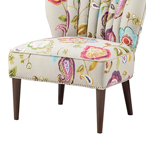Madison Park Korey Accent Chairs - Hardwood, Birch Wood, Fabric Living Room Chairs - Khaki, Purple, Blue, Floral Paisley Style Living Room Sofa Furniture - 1 Piece Wingback Deep Seat Armless Bedroom Chairs Seats #TOP4